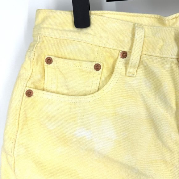 Levi's Women’s 501 Original High-Rise Jean Denim Shorts Yellow Tie-Dye Size 29 - Picture 4 of 12
